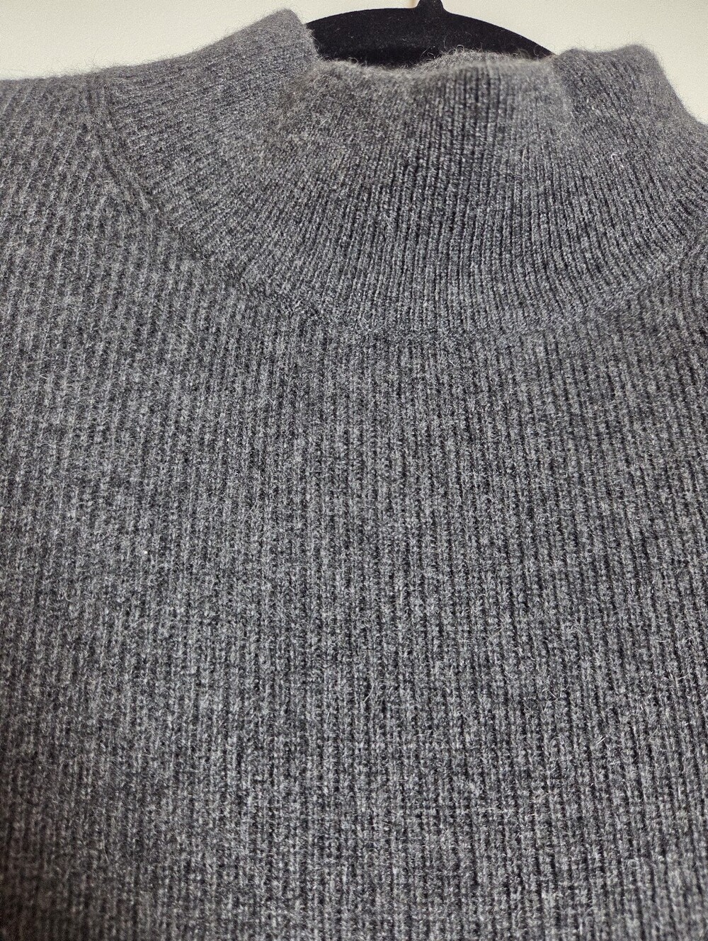 White + Warren Cashmere Sweater Dress Mock Neck Short Sleeve Ribbed Knit Gray - Picture 8 of 8